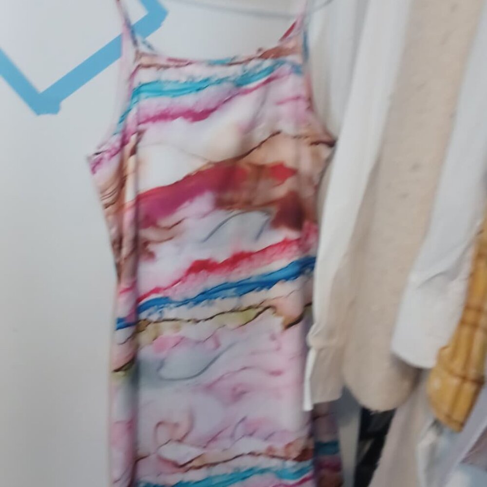 Point Satin Slip Dress / Lingerie Multicolor Summer Long